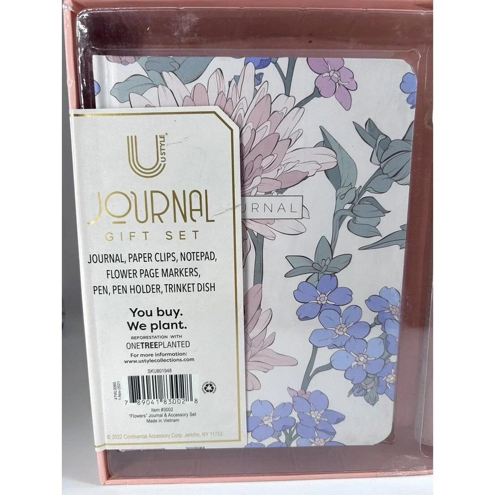 USTYLE 27 Piece Journal Gift Set Flower Design Journal/Paper Clips/Pen/Notepad